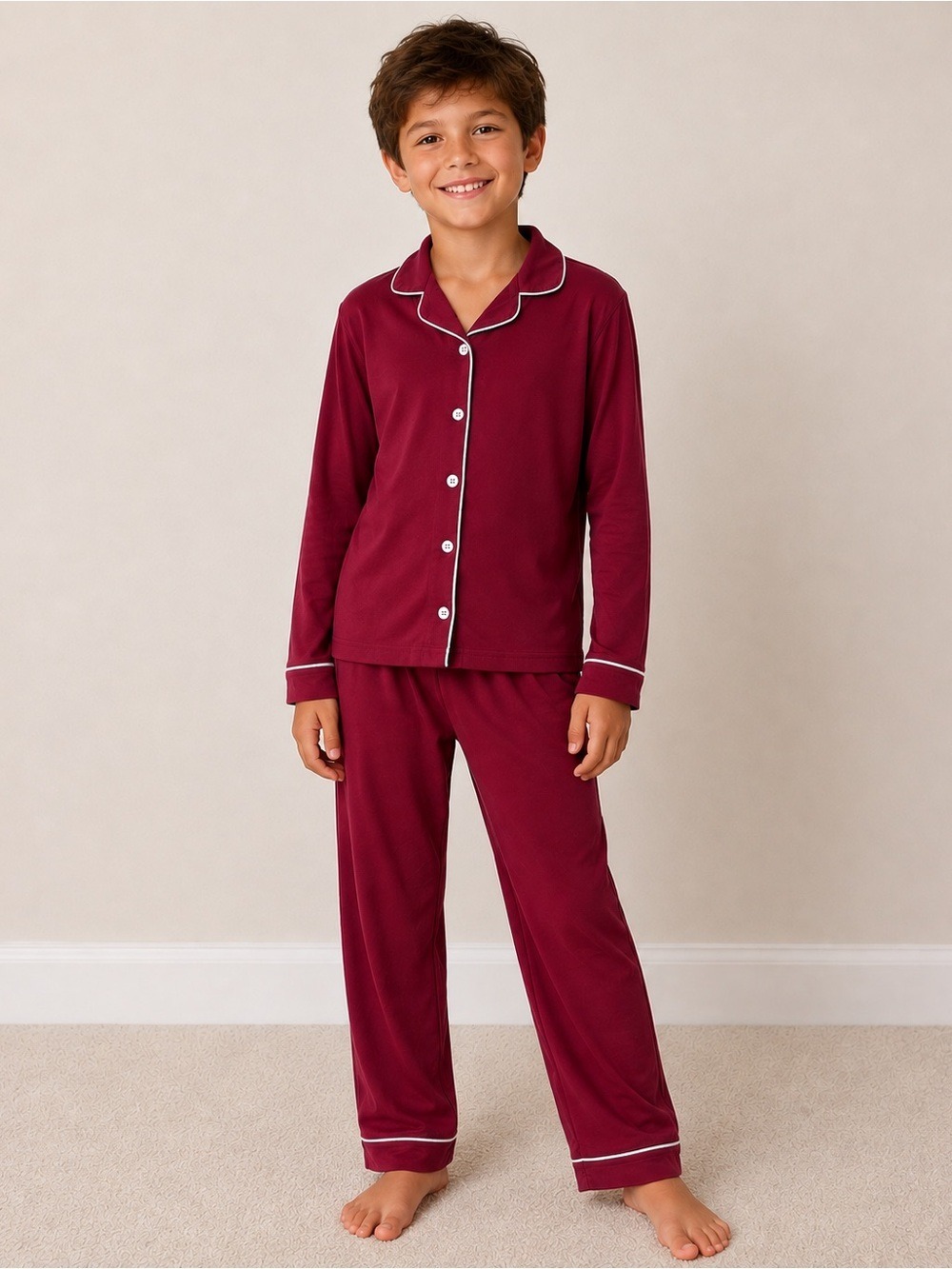 NWT Cozy Earth Kids Bamboo Pajama Set Pomegranate Size 9/10